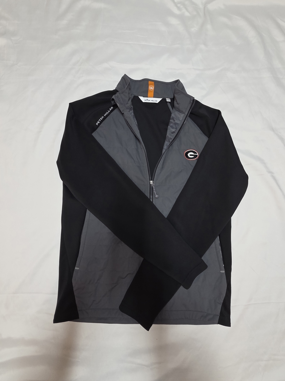 Peter Millar Black & Charcoal Georgia G Logo Lightweight Jacket